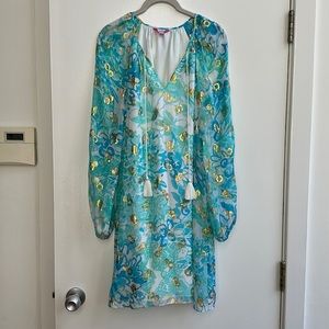 Lilly Pulitzer - silk lined dress with tassels - sz 8